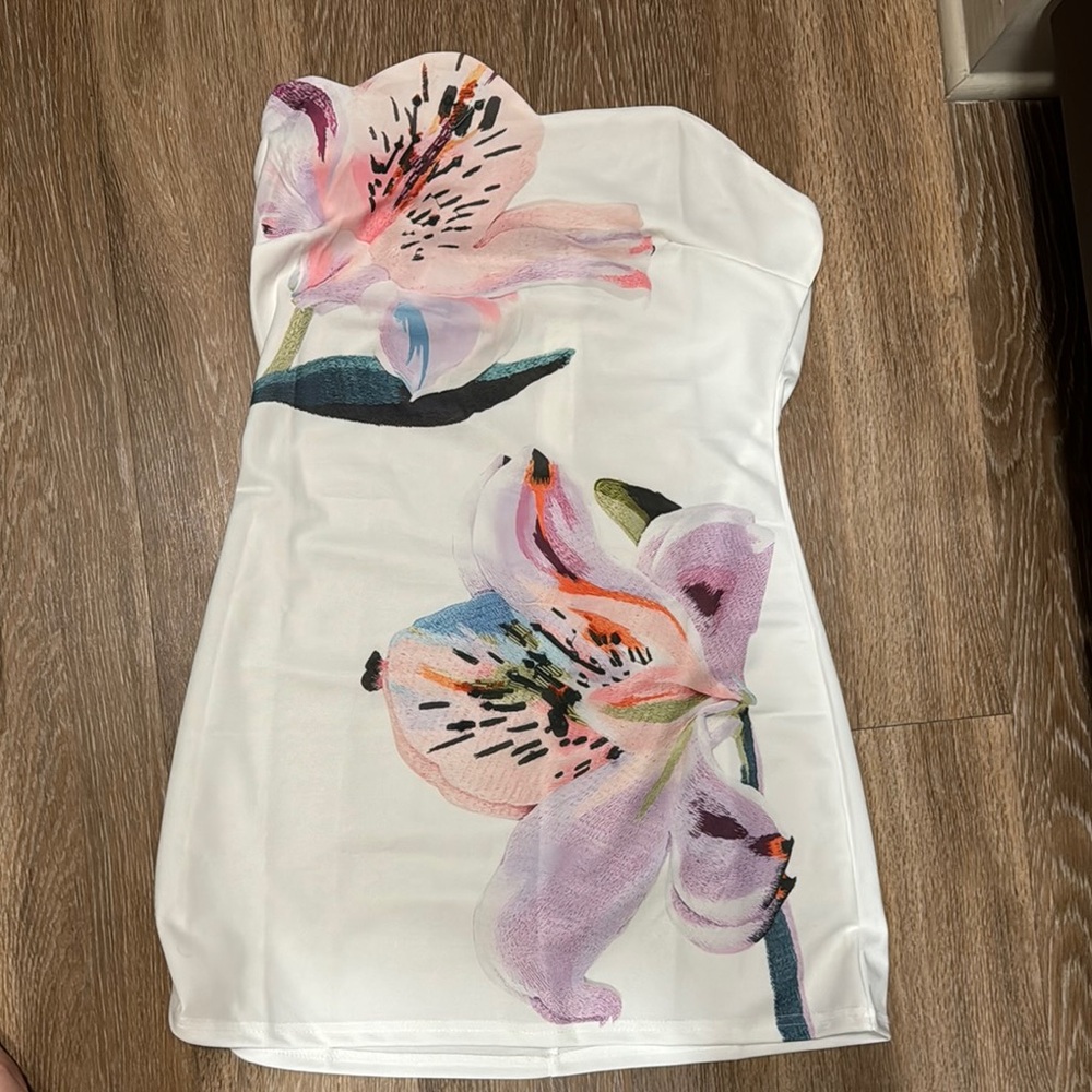Floral Strapless Women's Mini Dress